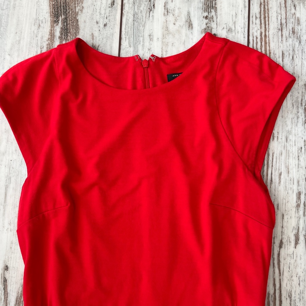 Ann Taylor Red Cap Sleeve Tie-Waist Sheath Dress Petite 2P - Picture 7 of 12
